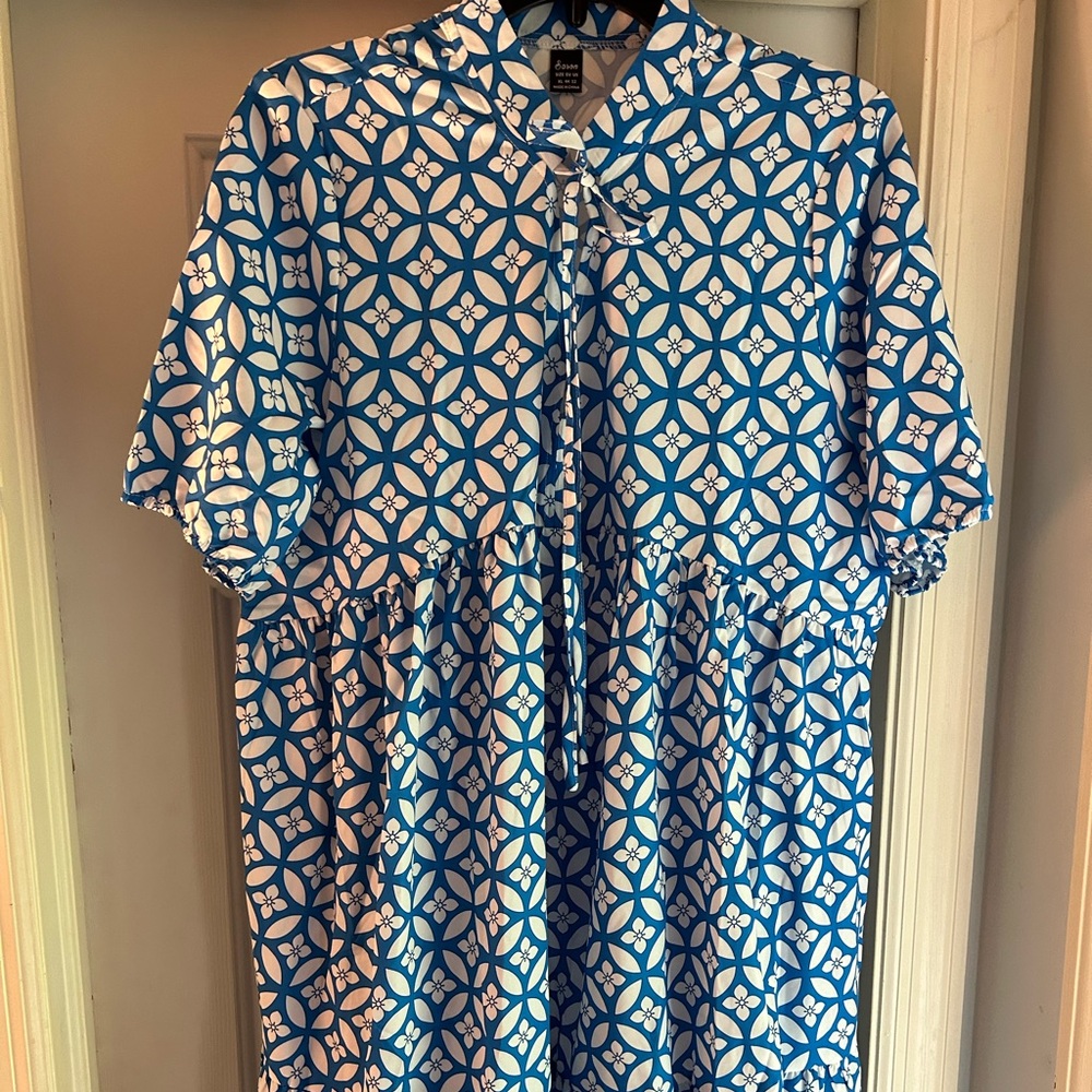 Blue and white dress